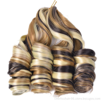 Hot Selling 24''150g French Curl Attachment Hair Braids Spiral Curl Wavy Braiding Hair Bundles Synthetic Crochet Hair Extensions